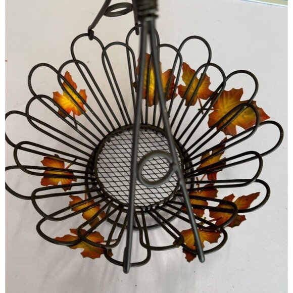 Decorative Metal Basket Fall Leaf Design Black Wire Leaves - Picture 6 of 6